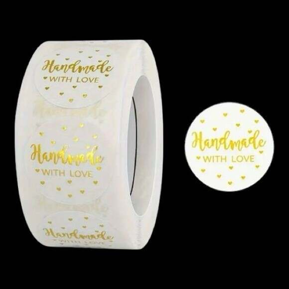 Unbranded Other - Roll of 500 White Gold ‘Handmade With Love’ Stickers